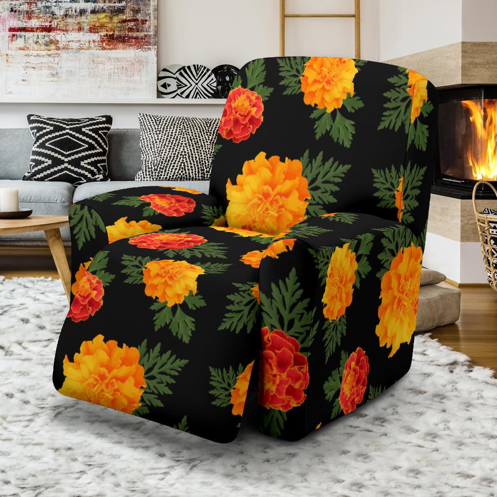 Marigold Pattern Print Design MR05 Recliner Slipcover-JORJUNE.COM
