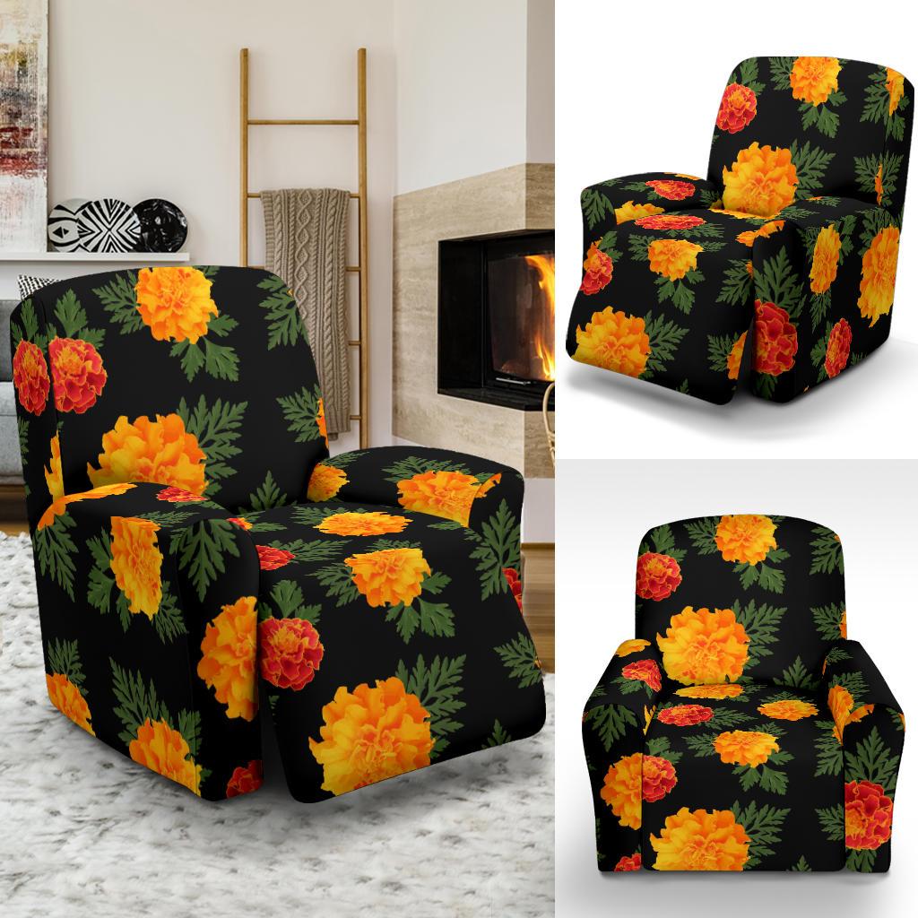 Marigold Pattern Print Design MR05 Recliner Slipcover-JORJUNE.COM