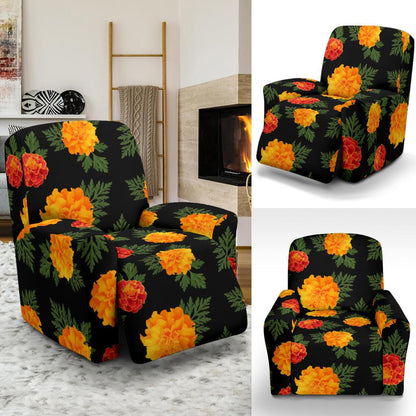 Marigold Pattern Print Design MR05 Recliner Slipcover-JORJUNE.COM