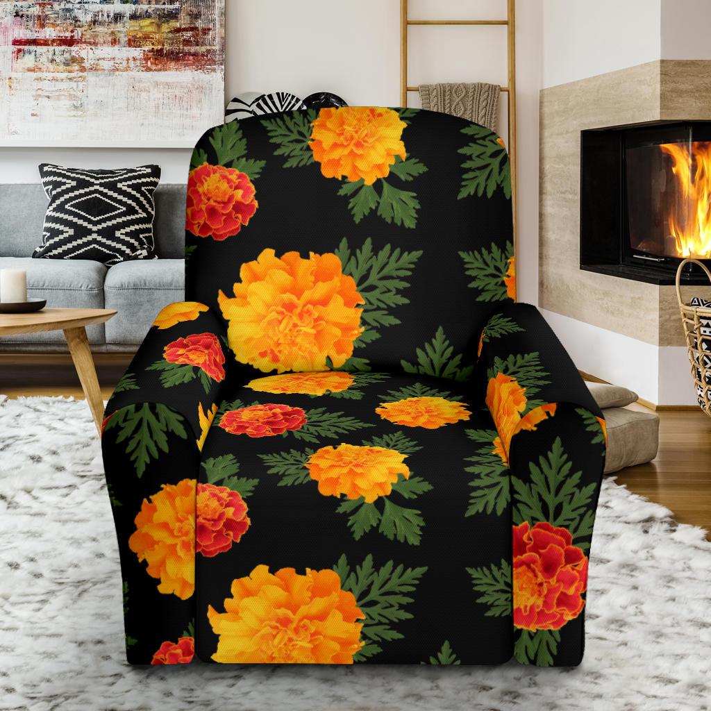 Marigold Pattern Print Design MR05 Recliner Slipcover-JORJUNE.COM