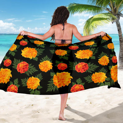 Marigold Pattern Print Design MR05 Sarong Pareo Wrap-JORJUNE.COM