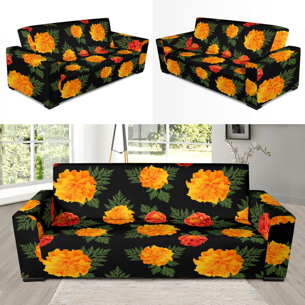 Marigold Pattern Print Design MR05 Sofa Slipcover-JORJUNE.COM