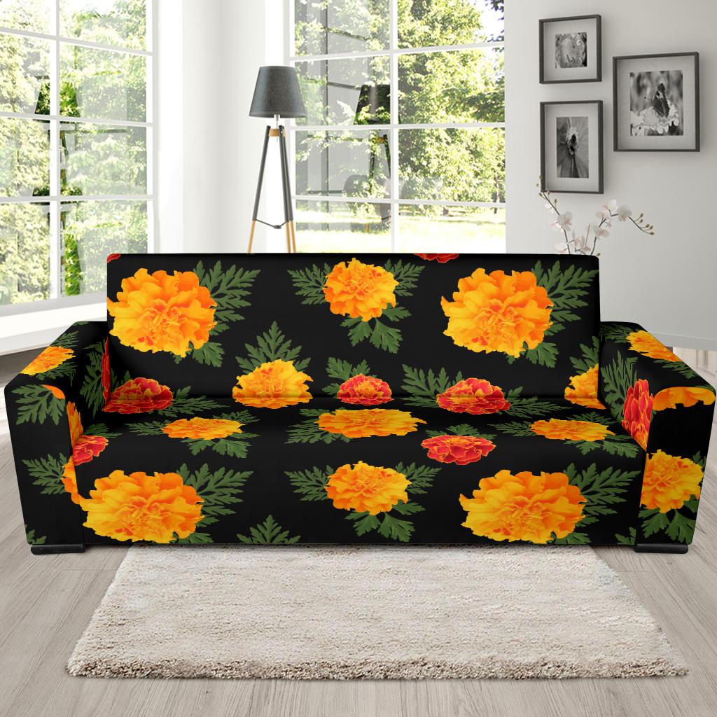 Marigold Pattern Print Design MR05 Sofa Slipcover-JORJUNE.COM