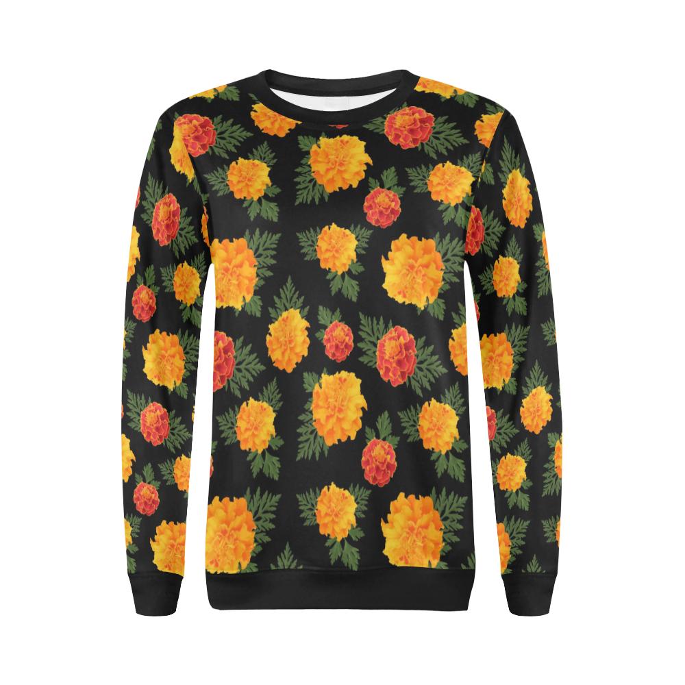 Marigold Pattern Print Design MR05 Women Long Sleeve Sweatshirt-JorJune