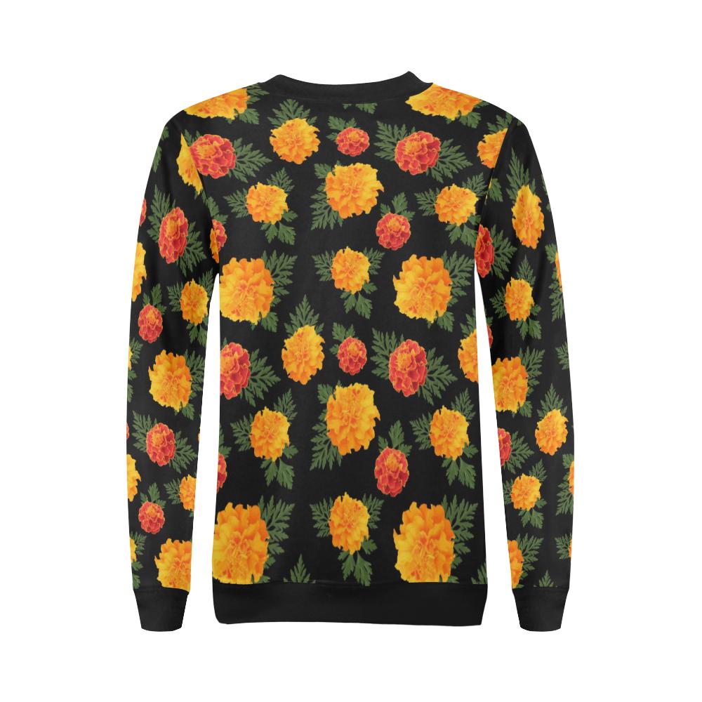 Marigold Pattern Print Design MR05 Women Long Sleeve Sweatshirt-JorJune