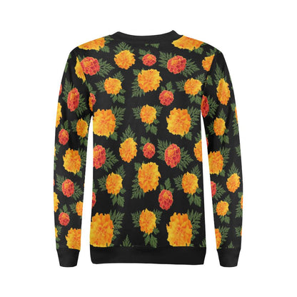 Marigold Pattern Print Design MR05 Women Long Sleeve Sweatshirt-JorJune