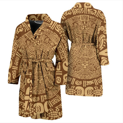 Mayan Pattern Print Design 01 Men Bathrobe-JORJUNE.COM