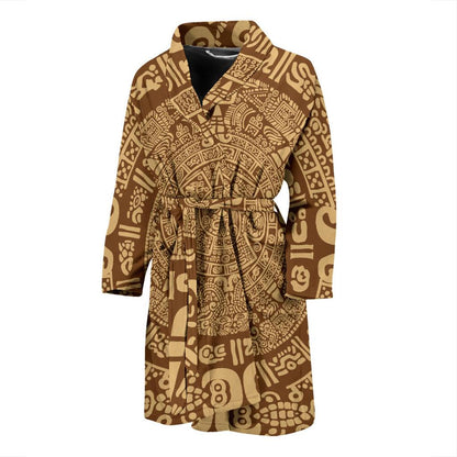 Mayan Pattern Print Design 01 Men Bathrobe-JORJUNE.COM
