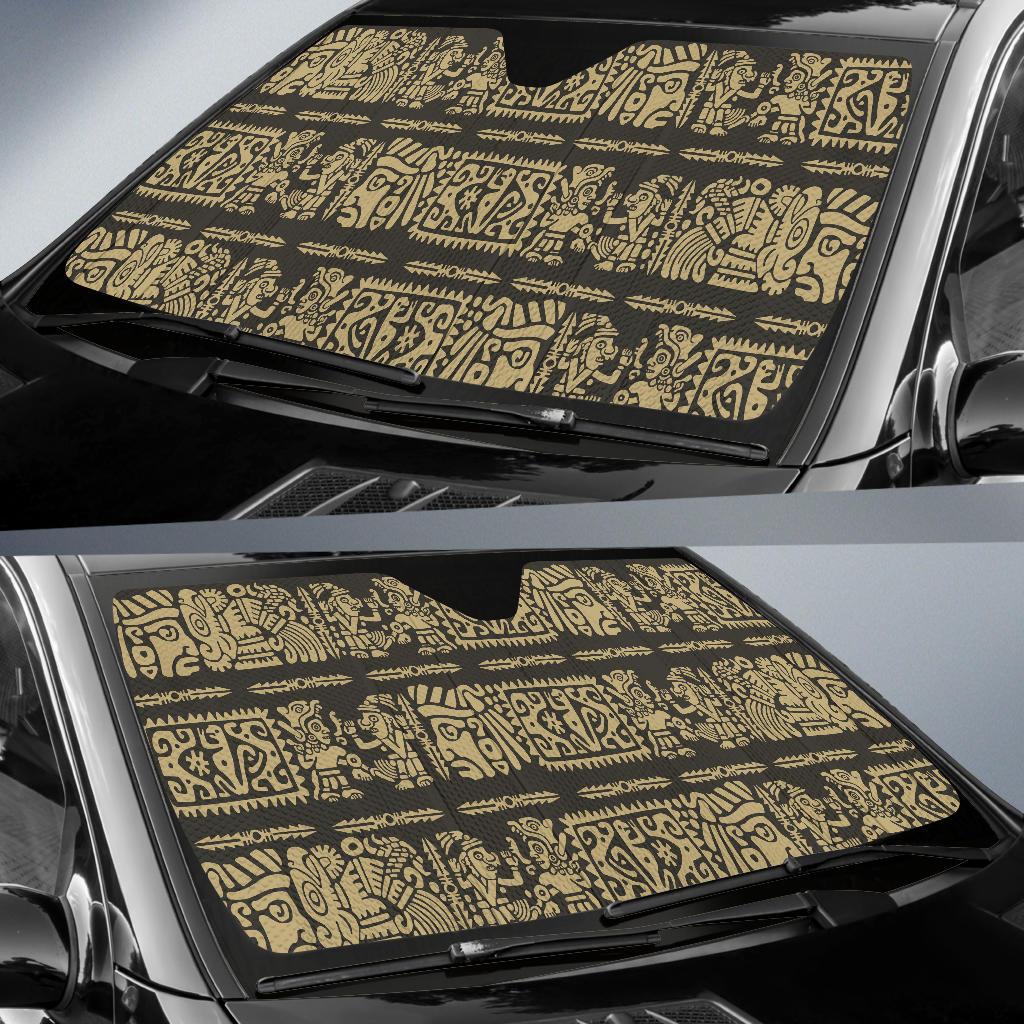 Mayan Pattern Print Design 02 Car Sun Shades-JORJUNE.COM
