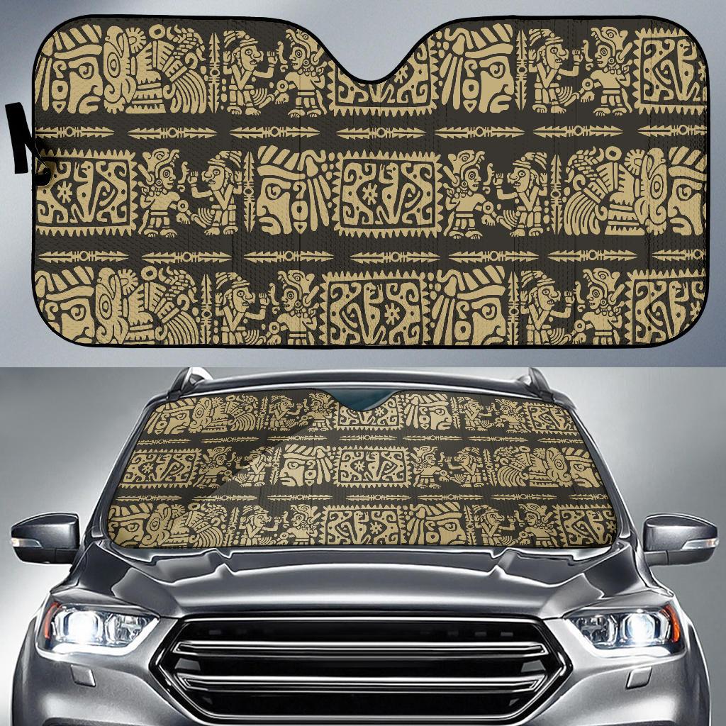 Mayan Pattern Print Design 02 Car Sun Shades-JORJUNE.COM