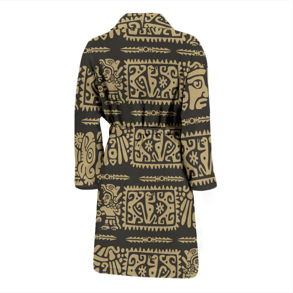 Mayan Pattern Print Design 02 Men Bathrobe-JORJUNE.COM