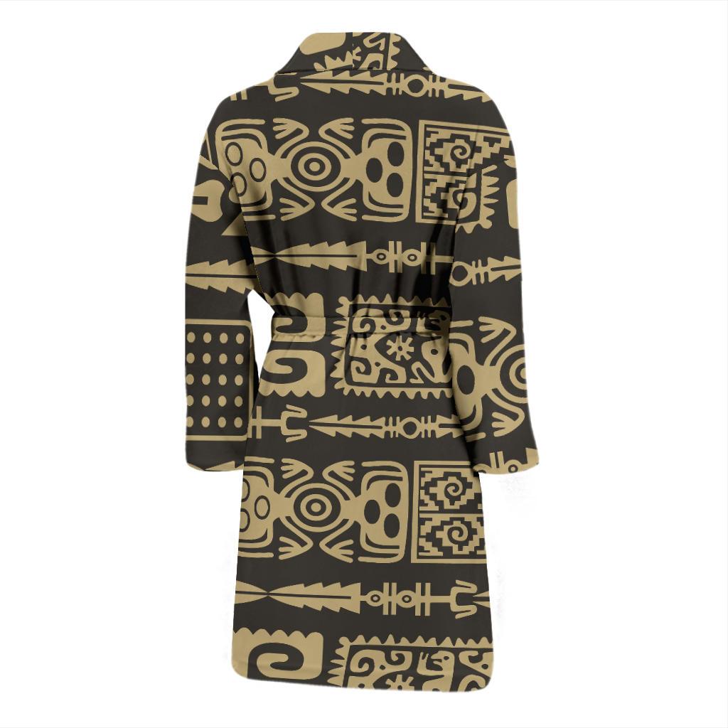 Mayan Pattern Print Design 03 Men Bathrobe-JORJUNE.COM