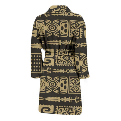 Mayan Pattern Print Design 03 Men Bathrobe-JORJUNE.COM