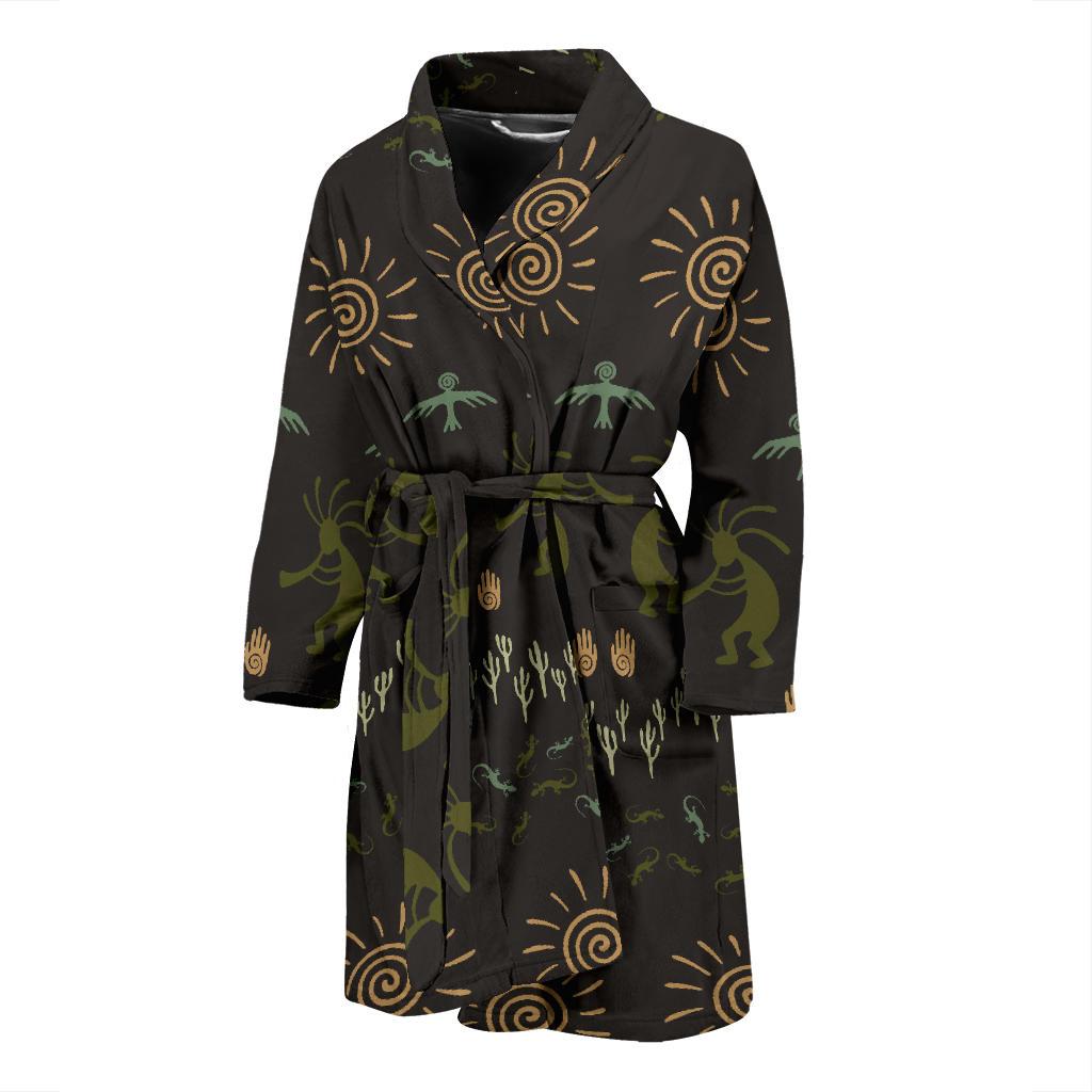 Mayan Pattern Print Design 04 Men Bathrobe-JORJUNE.COM