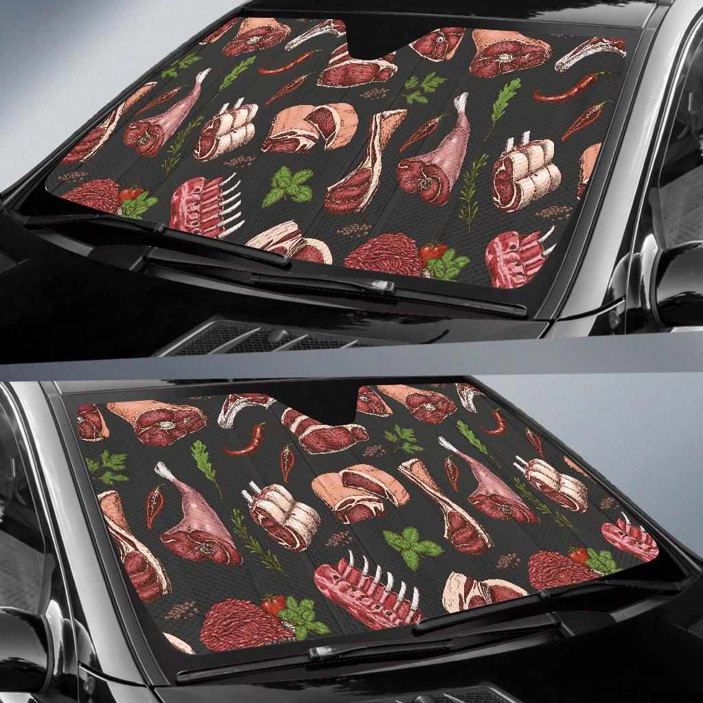 Meat Pattern Print Design 02 Car Sun Shades-JORJUNE.COM
