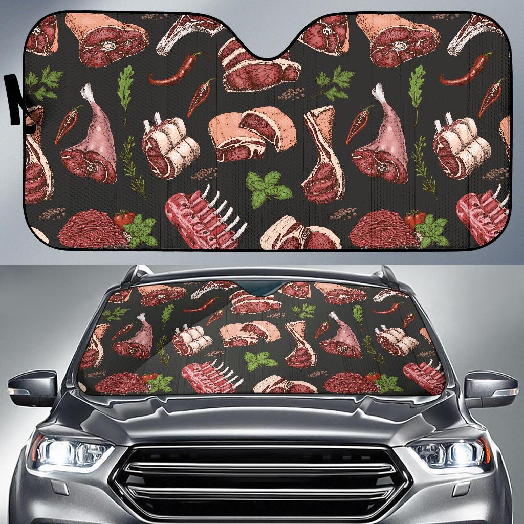 Meat Pattern Print Design 02 Car Sun Shades-JORJUNE.COM