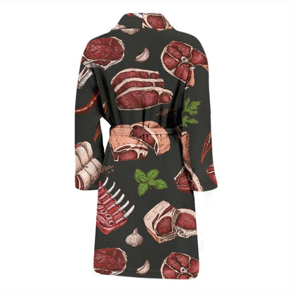 Meat Pattern Print Design 02 Men Bathrobe-JORJUNE.COM