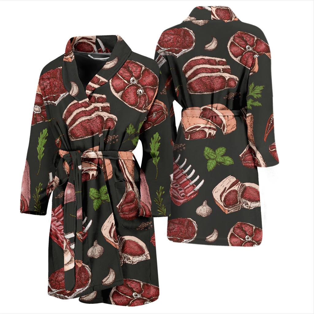 Meat Pattern Print Design 02 Men Bathrobe-JORJUNE.COM