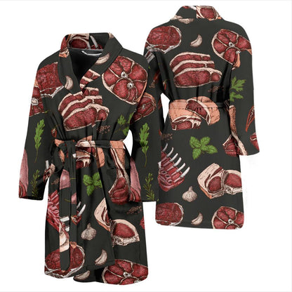 Meat Pattern Print Design 02 Men Bathrobe-JORJUNE.COM