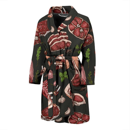 Meat Pattern Print Design 02 Men Bathrobe-JORJUNE.COM
