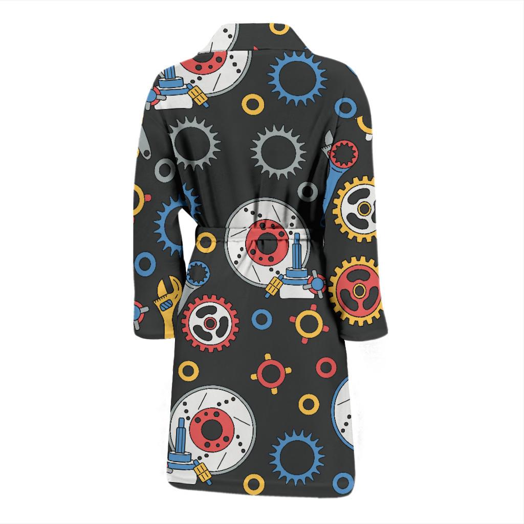 Mechanic Pattern Print Design 01 Men Bathrobe-JORJUNE.COM