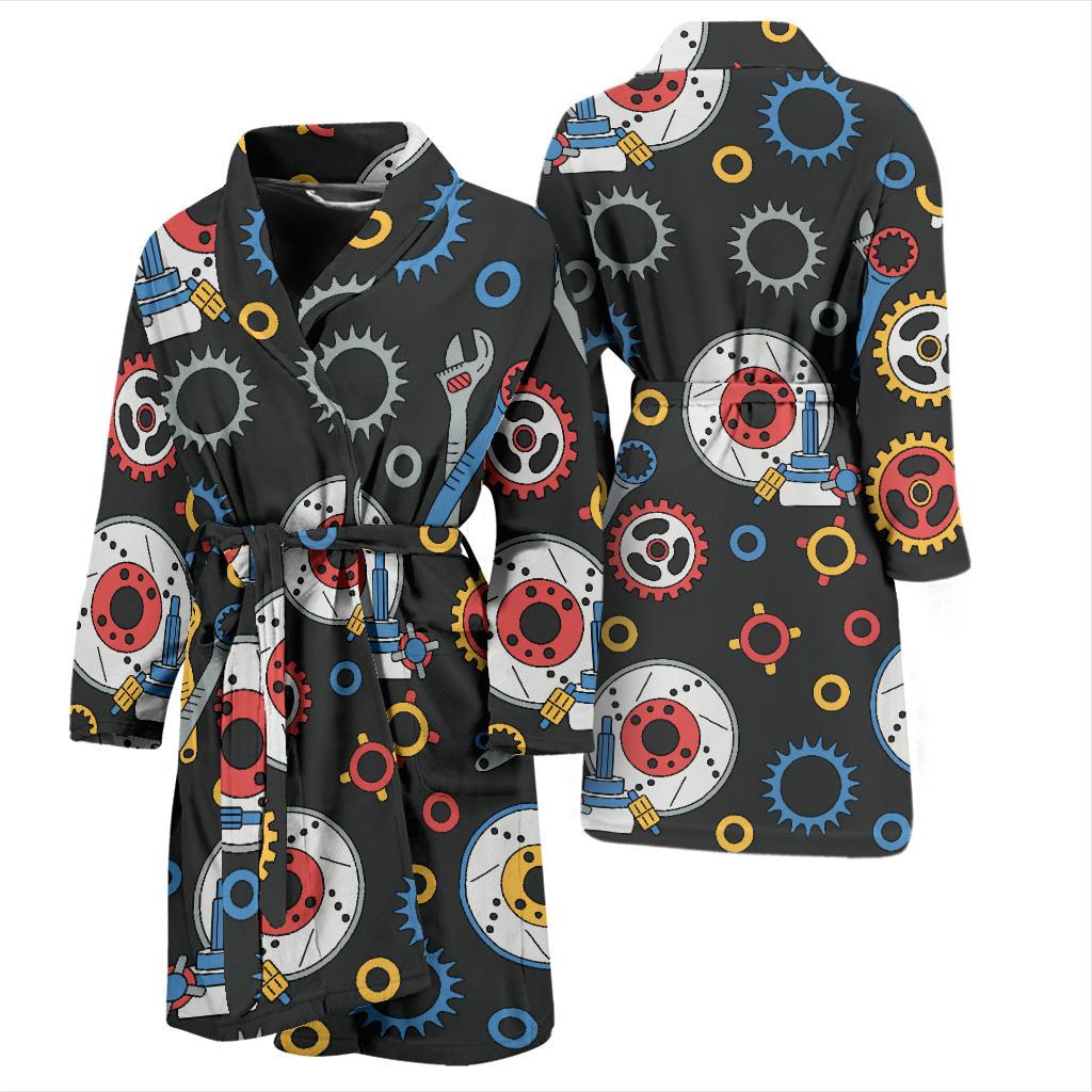 Mechanic Pattern Print Design 01 Men Bathrobe-JORJUNE.COM