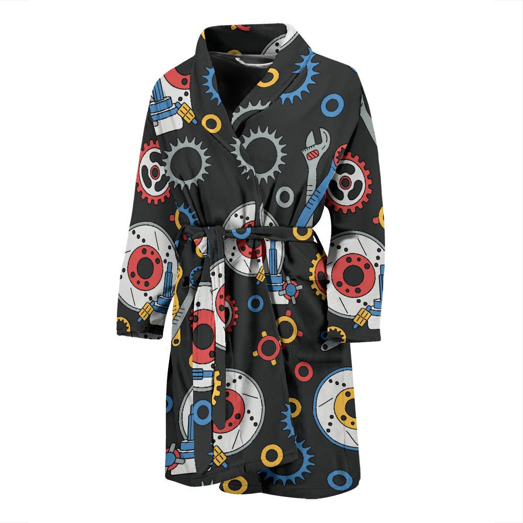 Mechanic Pattern Print Design 01 Men Bathrobe-JORJUNE.COM