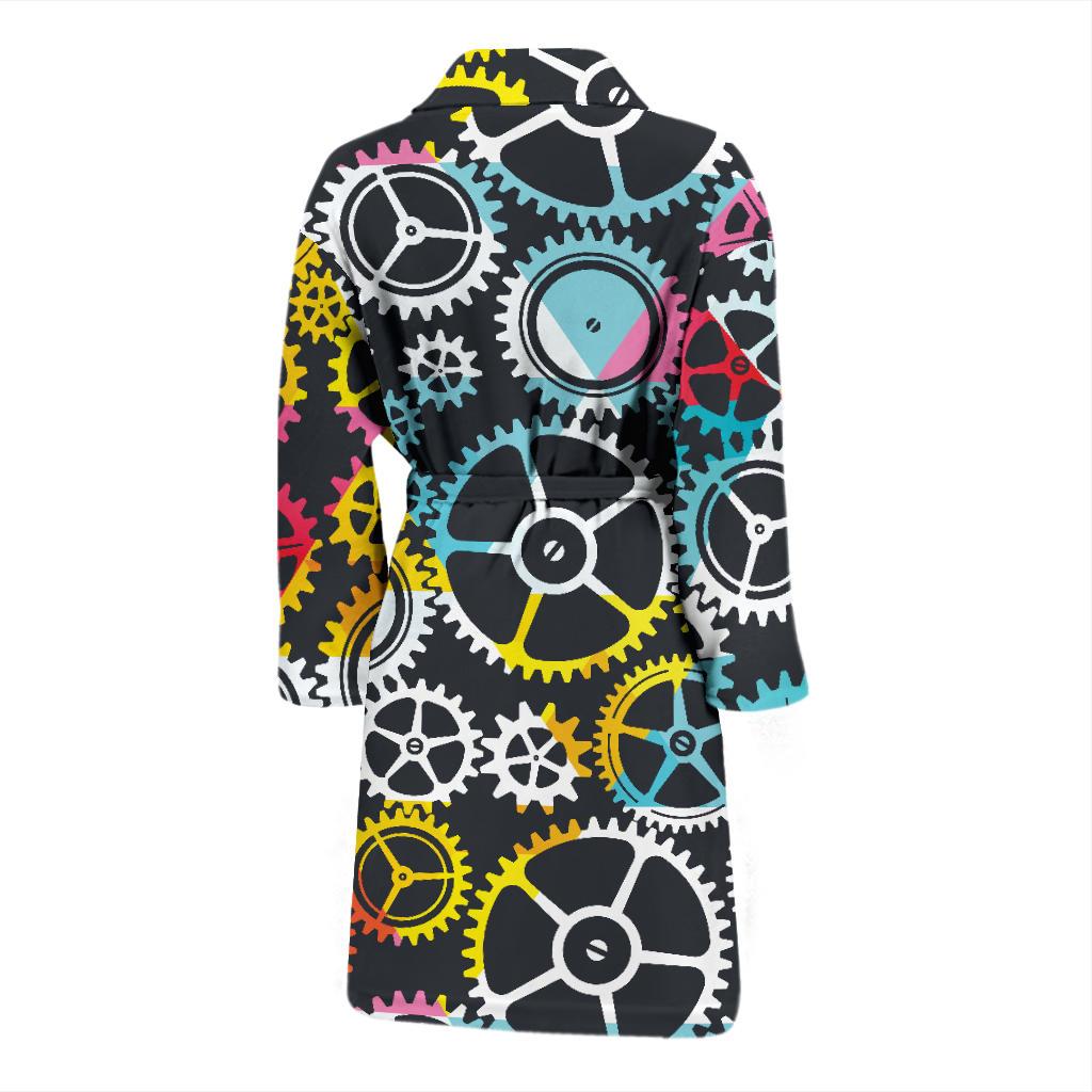 Mechanic Pattern Print Design 02 Men Bathrobe-JORJUNE.COM