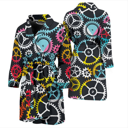 Mechanic Pattern Print Design 02 Men Bathrobe-JORJUNE.COM