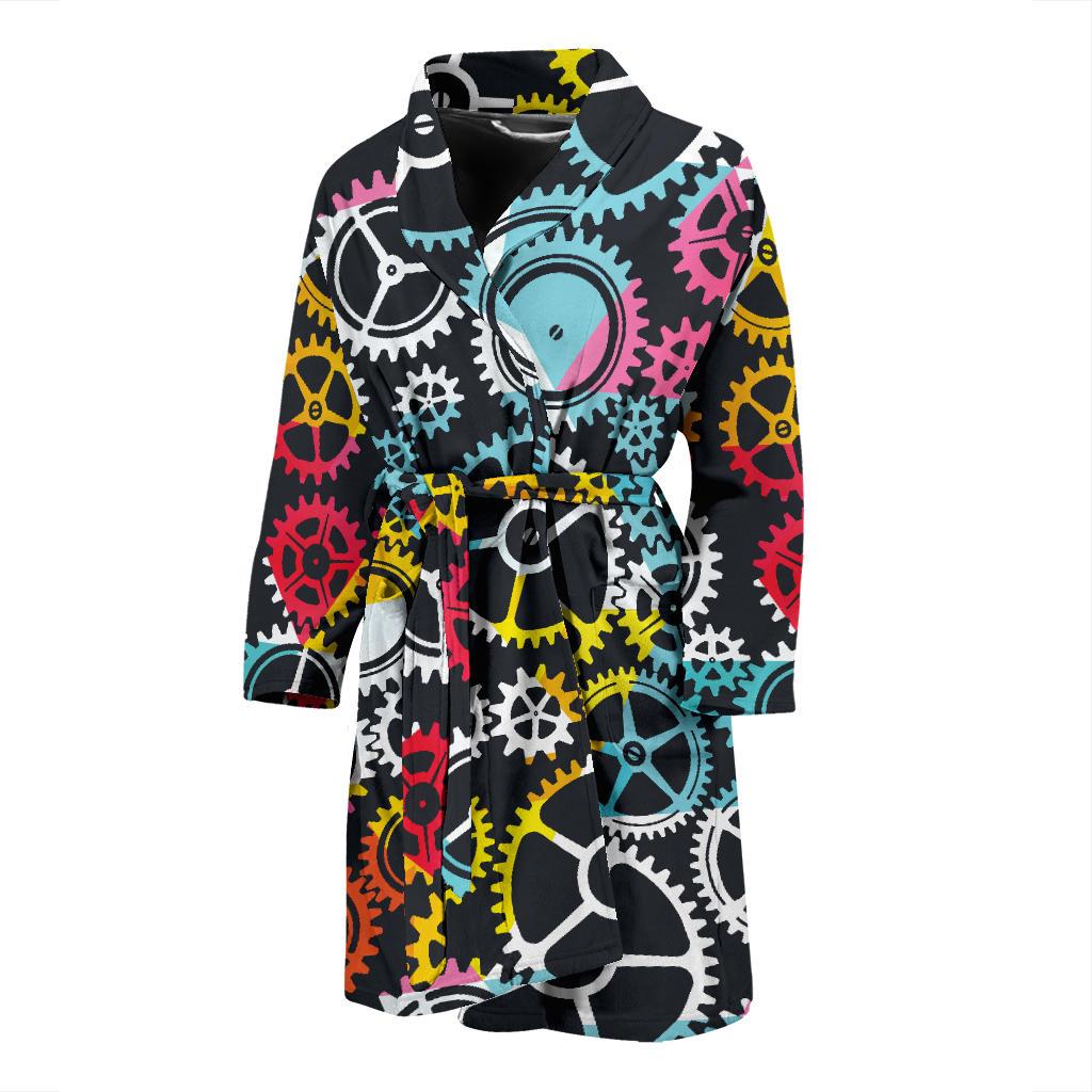 Mechanic Pattern Print Design 02 Men Bathrobe-JORJUNE.COM