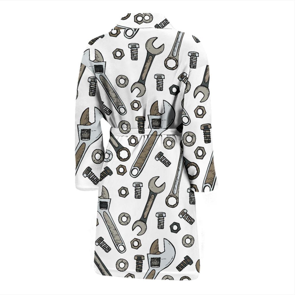 Mechanic Pattern Print Design 03 Men Bathrobe-JORJUNE.COM