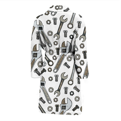 Mechanic Pattern Print Design 03 Men Bathrobe-JORJUNE.COM