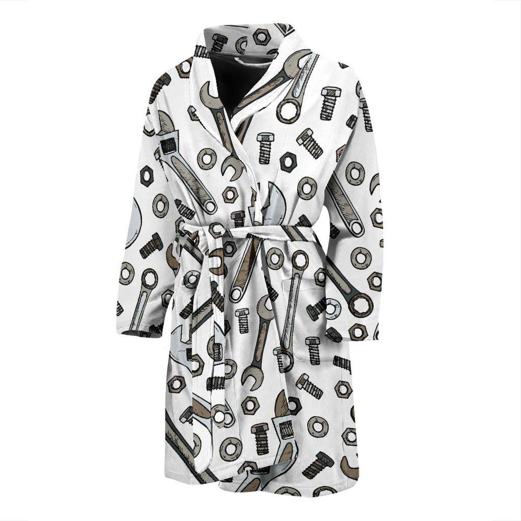 Mechanic Pattern Print Design 03 Men Bathrobe-JORJUNE.COM