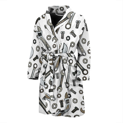 Mechanic Pattern Print Design 03 Men Bathrobe-JORJUNE.COM