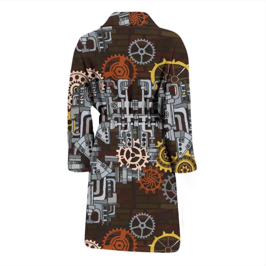 Mechanic Pattern Print Design 04 Men Bathrobe-JORJUNE.COM