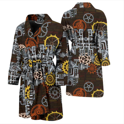 Mechanic Pattern Print Design 04 Men Bathrobe-JORJUNE.COM