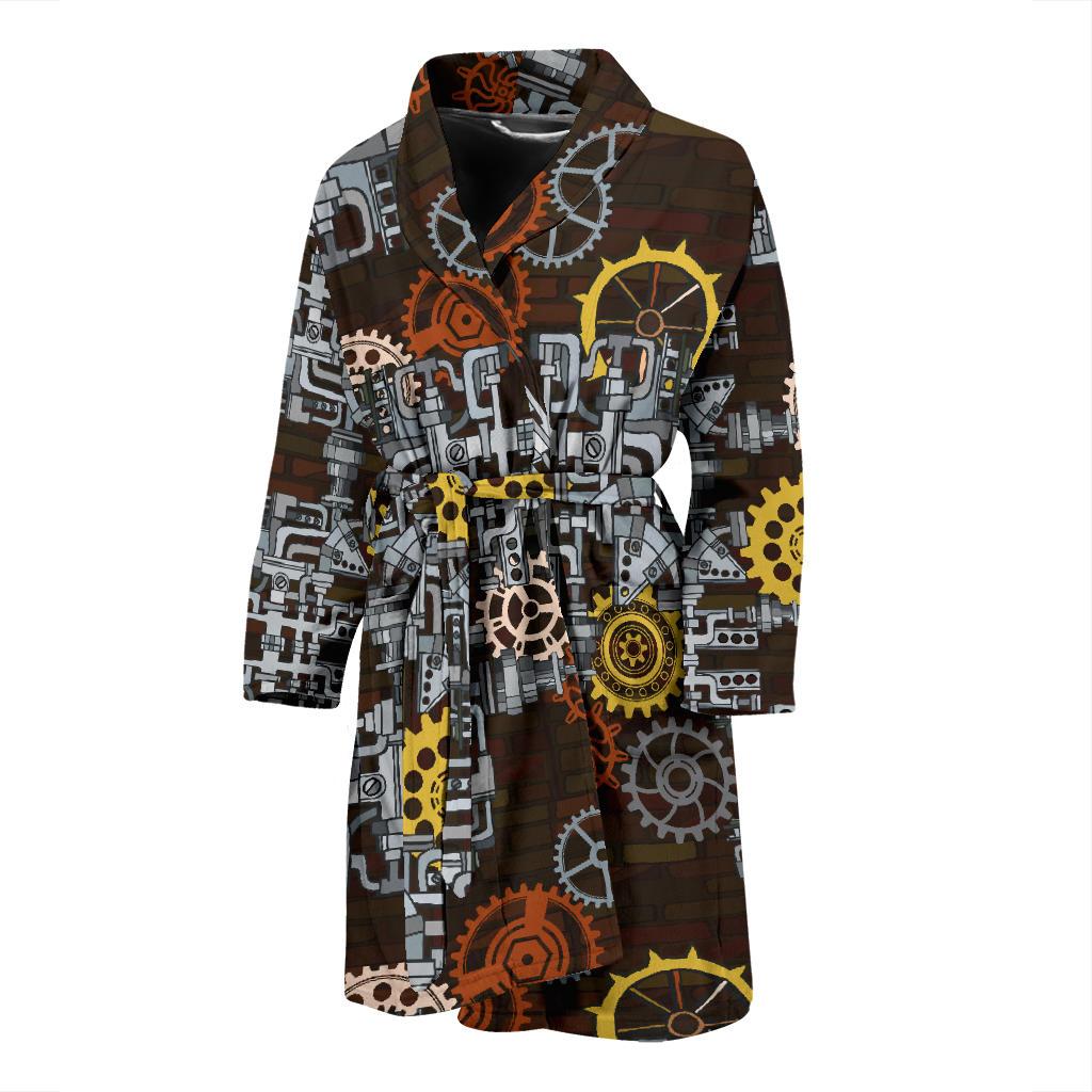Mechanic Pattern Print Design 04 Men Bathrobe-JORJUNE.COM