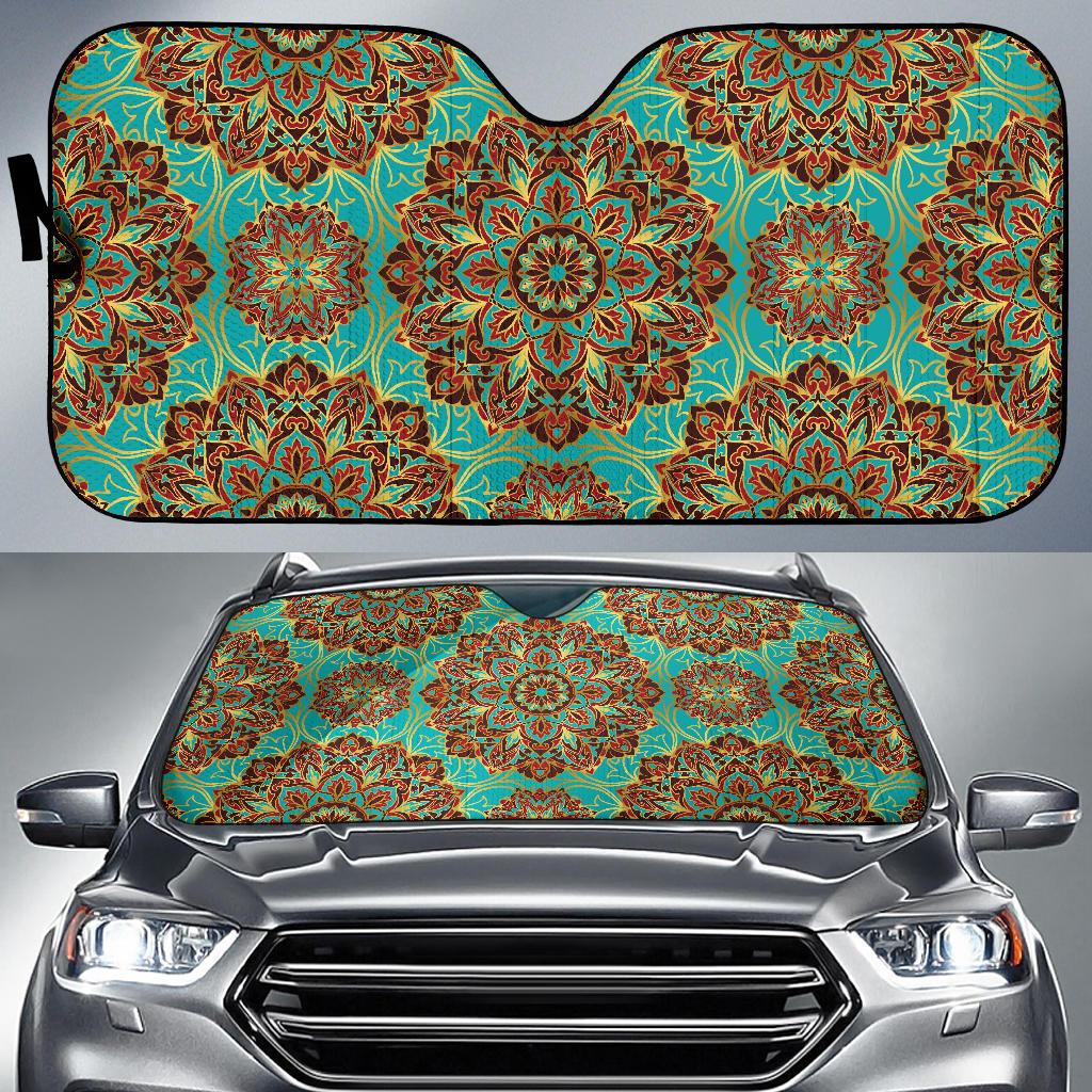 Medallion Pattern Print Design 02 Car Sun Shades-JORJUNE.COM