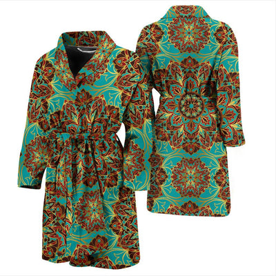 Medallion Pattern Print Design 02 Men Bathrobe-JORJUNE.COM