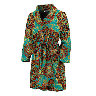 Medallion Pattern Print Design 02 Men Bathrobe-JORJUNE.COM