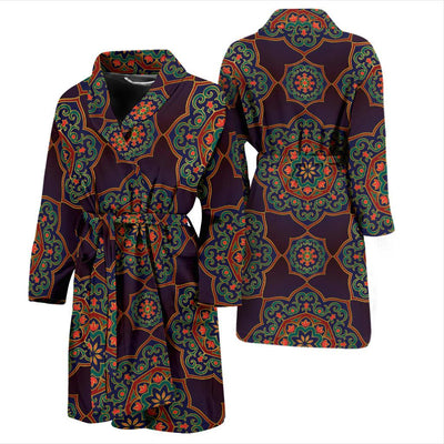 Medallion Pattern Print Design 03 Men Bathrobe-JORJUNE.COM