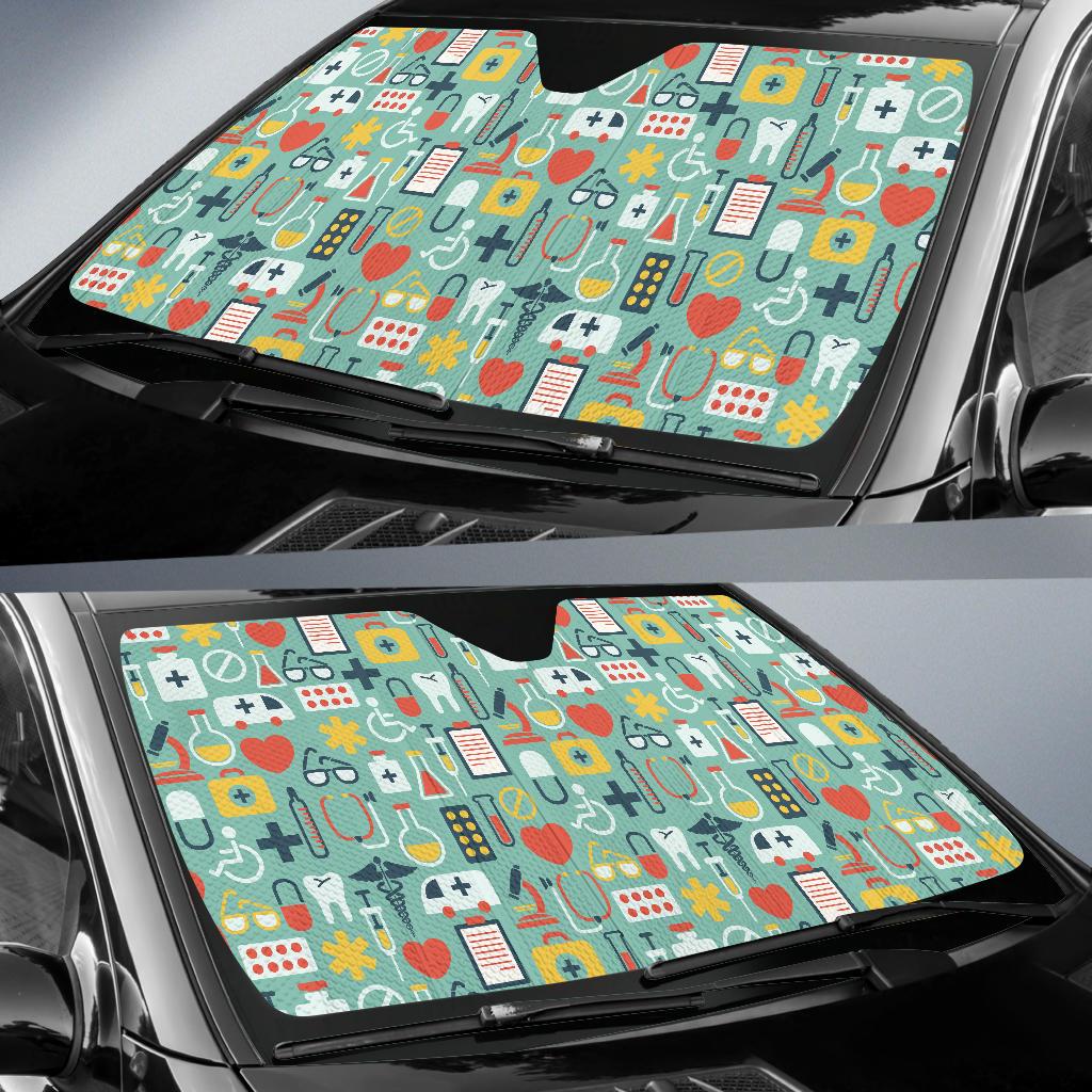 Medical Pattern Print Design 02 Car Sun Shades-JORJUNE.COM