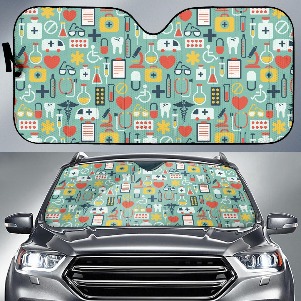 Medical Pattern Print Design 02 Car Sun Shades-JORJUNE.COM