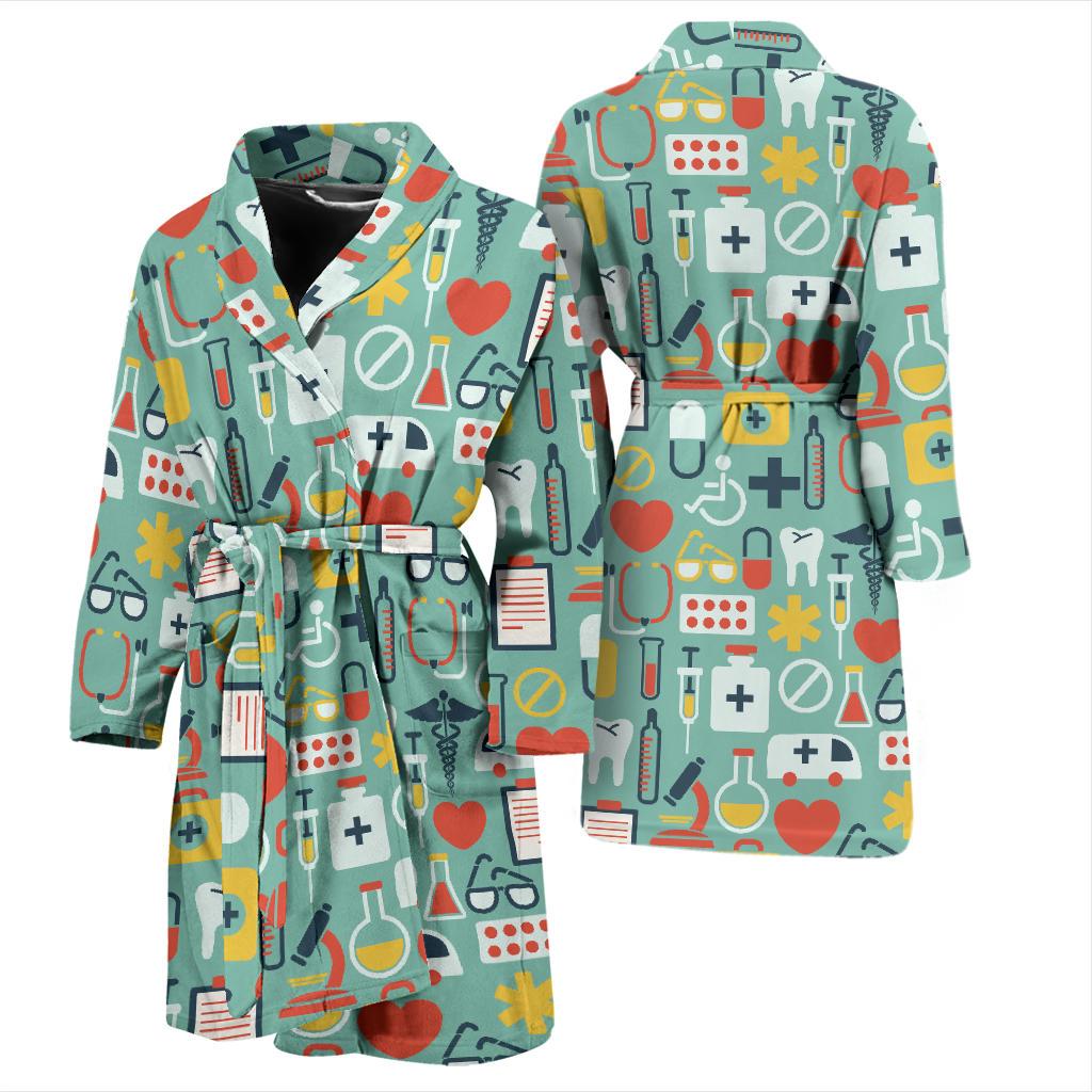 Medical Pattern Print Design 02 Men Bathrobe-JORJUNE.COM