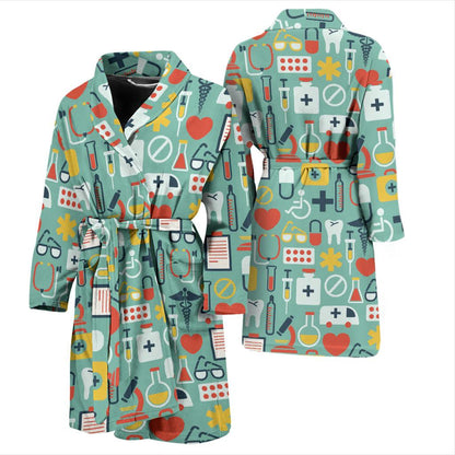 Medical Pattern Print Design 02 Men Bathrobe-JORJUNE.COM