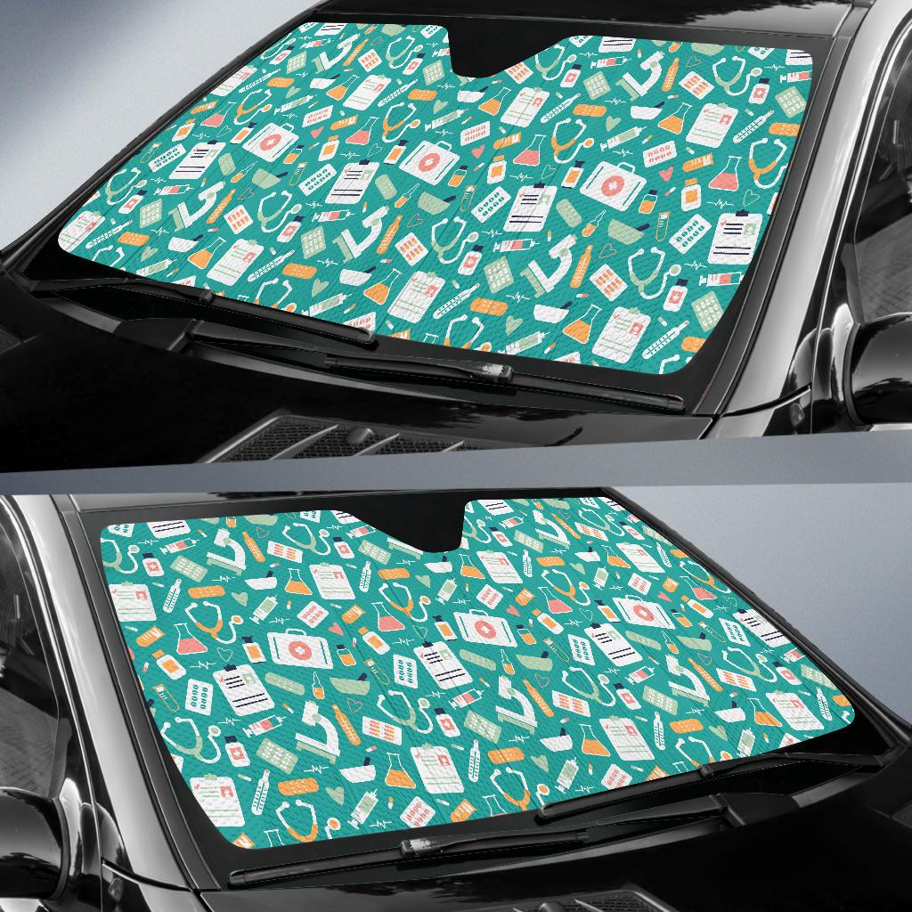 Medical Pattern Print Design 03 Car Sun Shades-JORJUNE.COM
