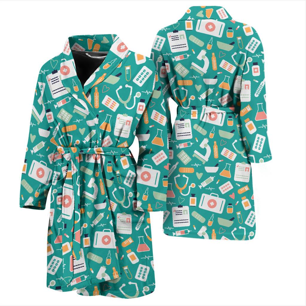 Medical Pattern Print Design 03 Men Bathrobe-JORJUNE.COM