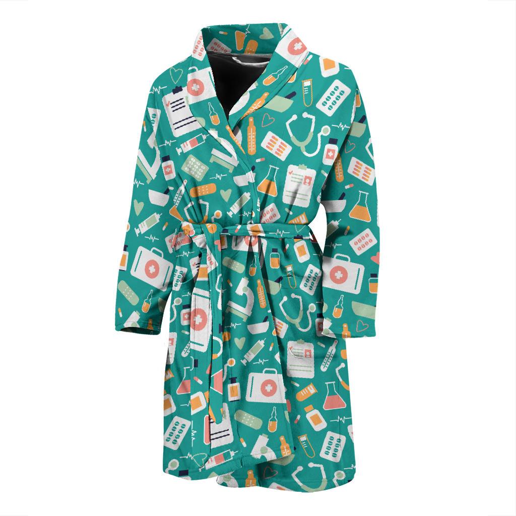 Medical Pattern Print Design 03 Men Bathrobe-JORJUNE.COM