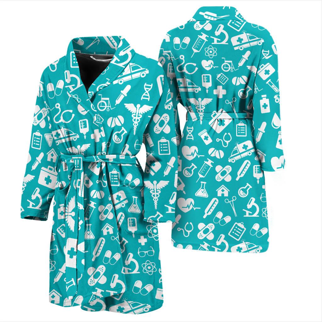 Medical Pattern Print Design 04 Men Bathrobe-JORJUNE.COM