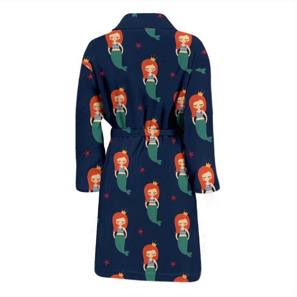 Mermaid Girl Pattern Print Design 01 Men Bathrobe-JORJUNE.COM